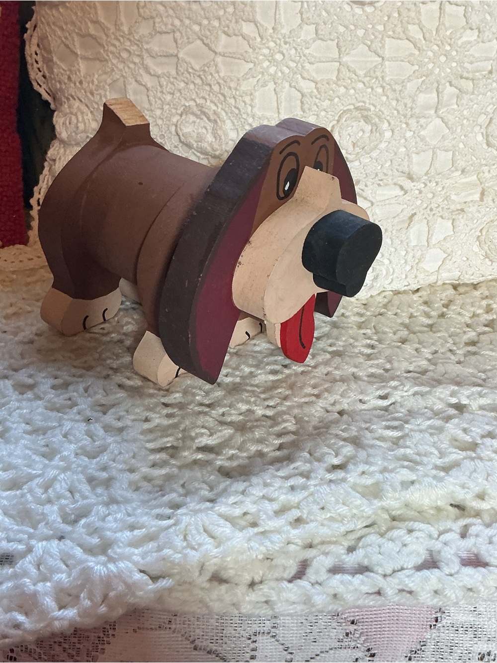 Handcrafted Y2K Brown Wooden Dog Figurine – Decorative Pet Accent - Picture 3 of 6